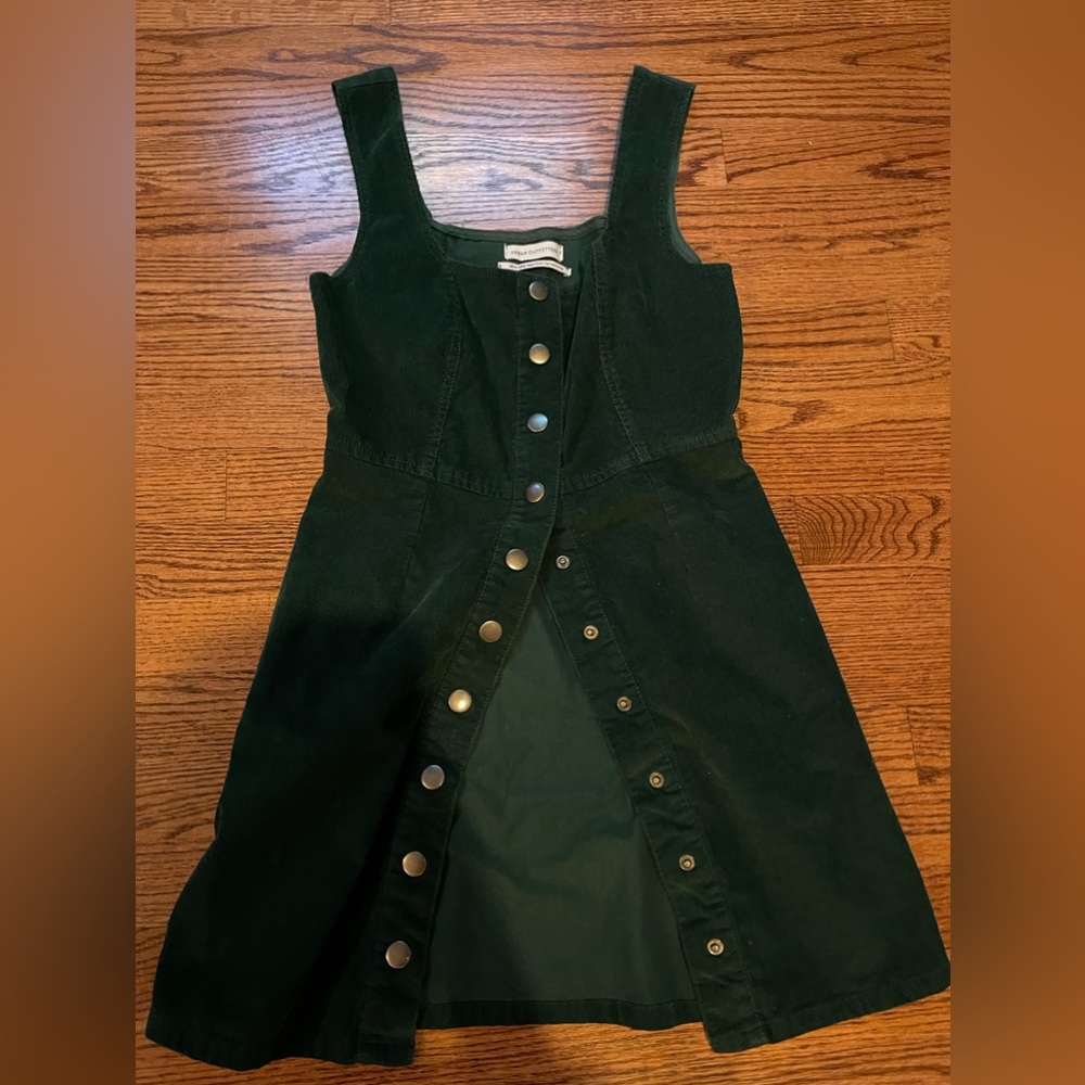 Size 4 Urban Outfitters Emerald Green Corduroy Dress with Snaps
